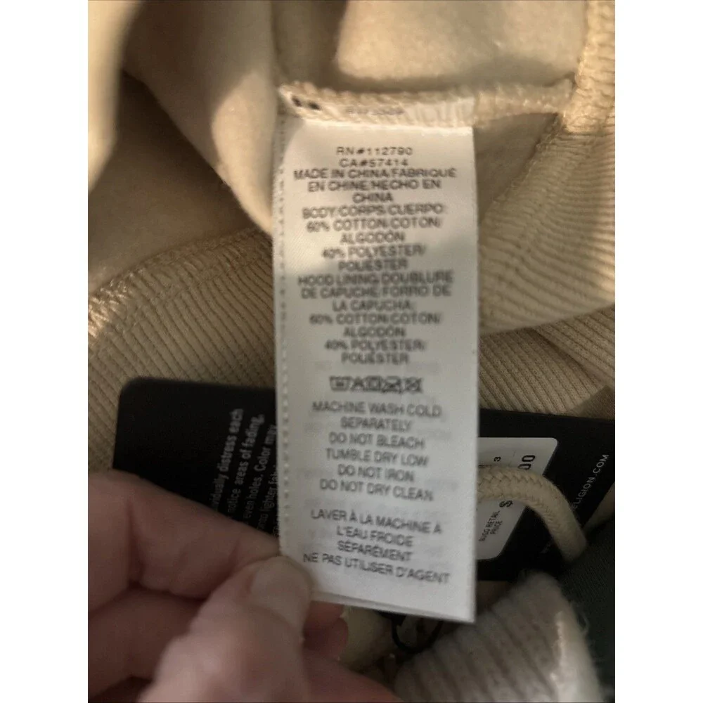 New True Religion Overlap Buddha Zip Hoodie Fog/Beige Color Size L Retail $119